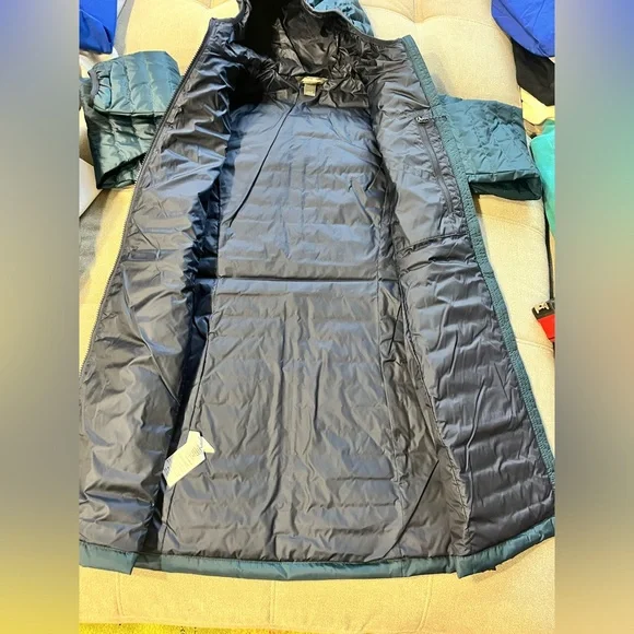NWT $180 Eddie Bauer Microlight Traveler 650 Fill Down Parka Peacock Small - Picture 6 of 9